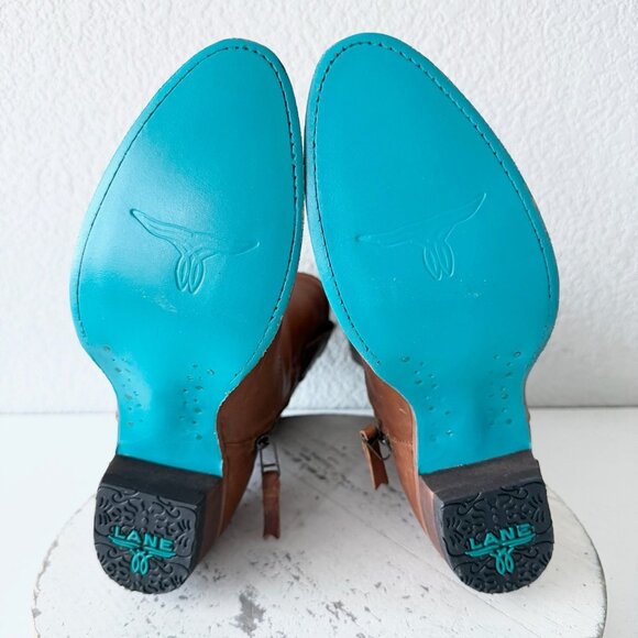 Lane PLAIN JANE Midi Boots Womens Cowboy 8 Western Terracotta Leather Short Boot - Picture 8 of 11